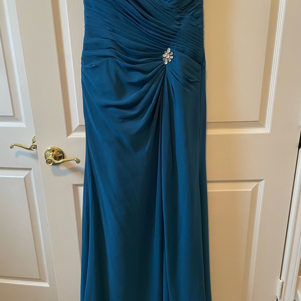 Mori Lee Blue Strapless Sweetheart Gown for Weddings